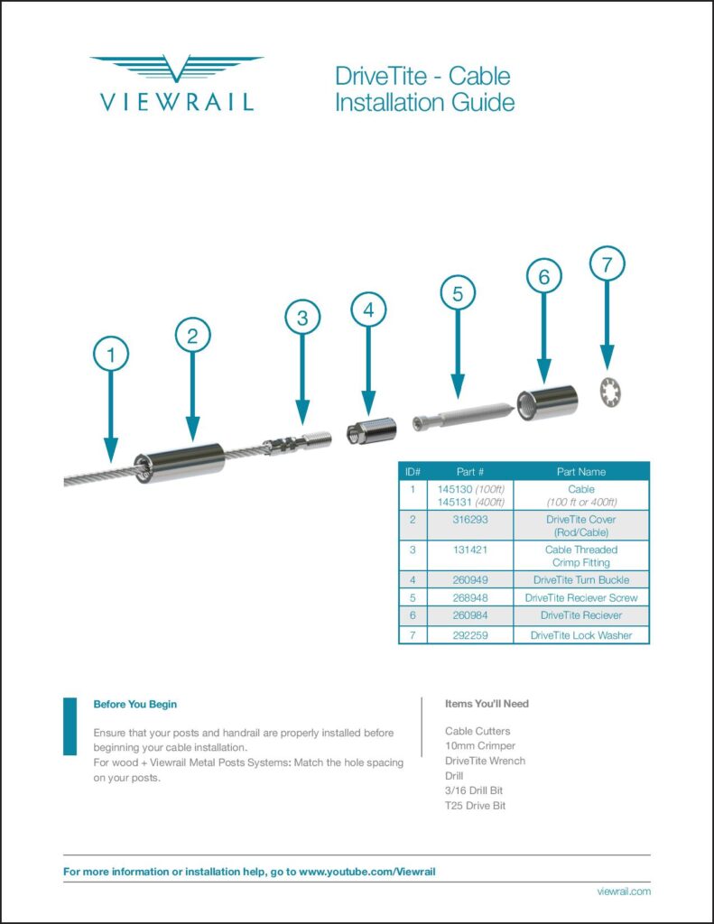 DriveTite Installation - Cable Railing Kits for Wood Posts