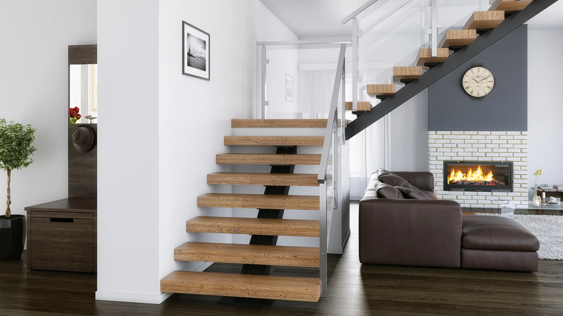 Floating Stairs Design Straight 90