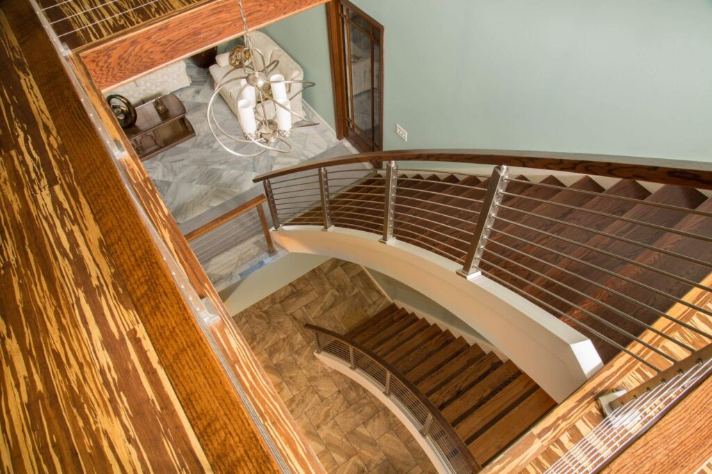Stainless Steel Rod Railing on Staircase