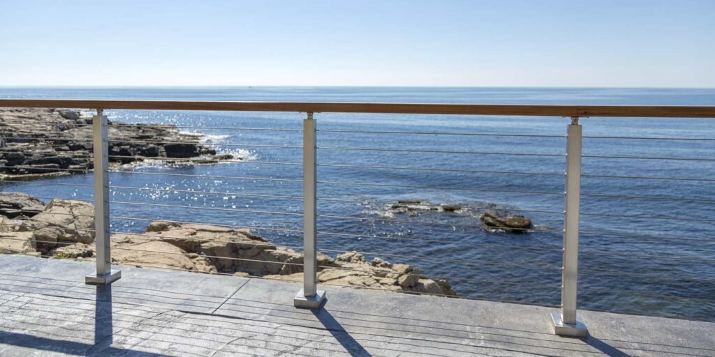 Modern external railing near coast