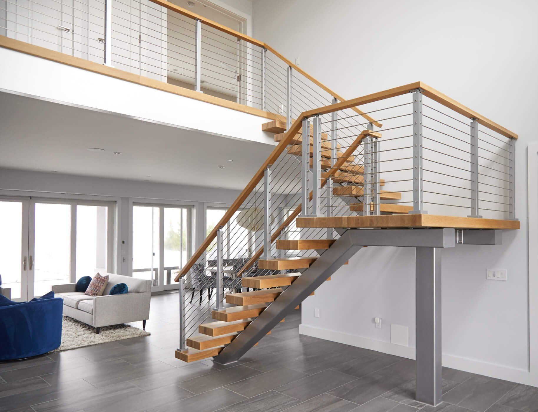 Floating stairs Mono Stringers, Open Riser Stairs, & Floating Stair