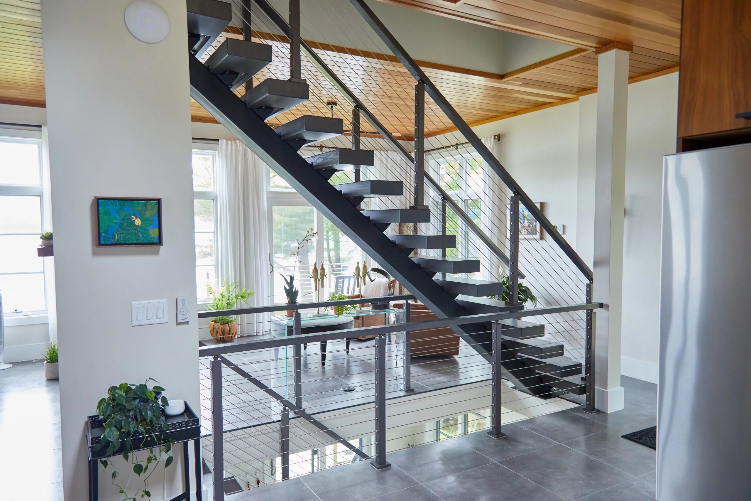 Steel Floating Stairs, Prefabricated DIY Metal Stairs