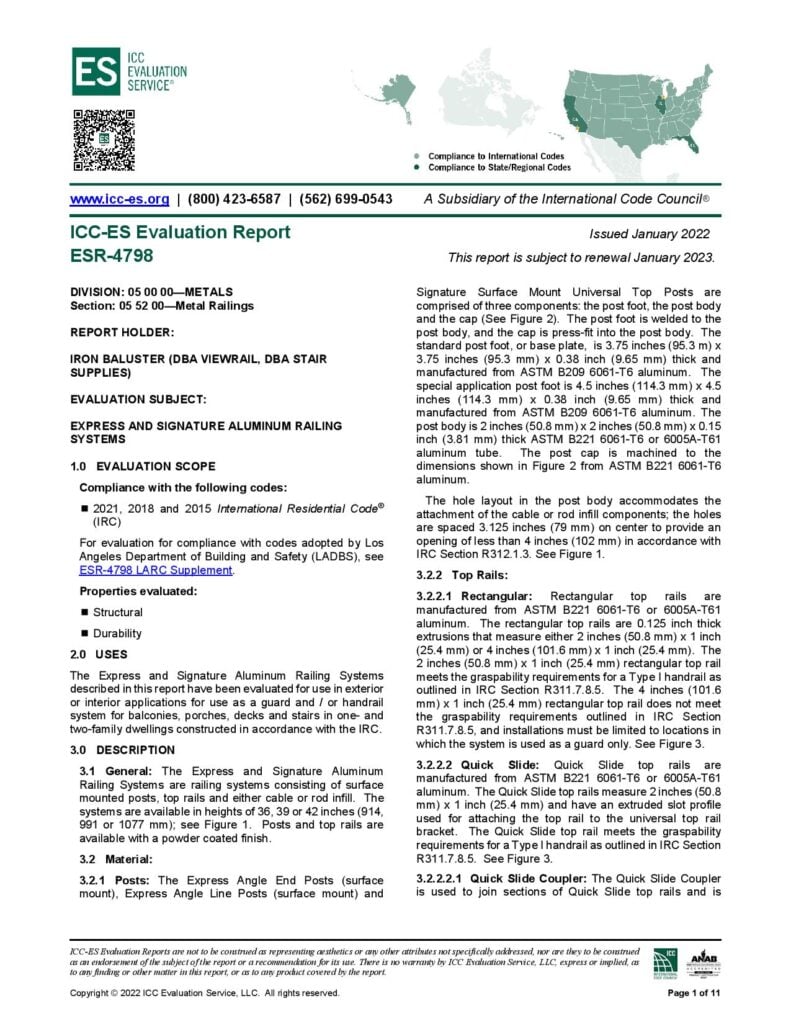 Cable and Rod ICC Report