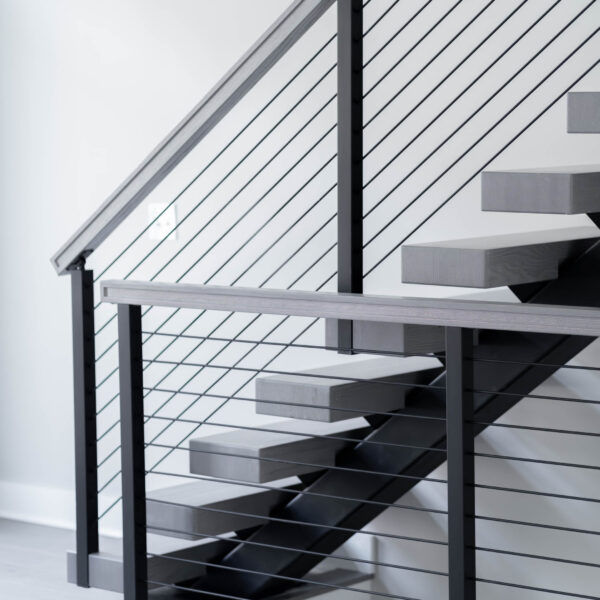 Grey FLIGHT Mono System with Wooden Handrail and Rod Railing - Viewrail