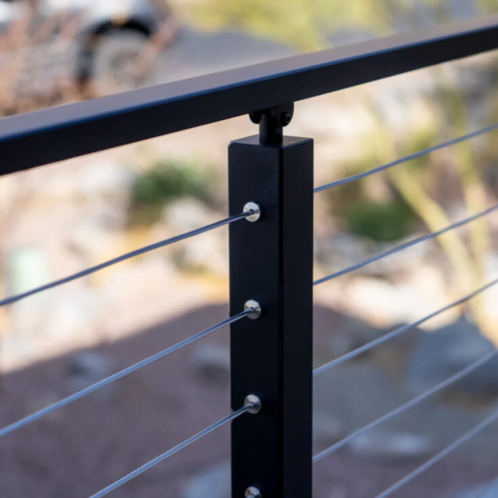Signature cable railing with black powder coated posts
