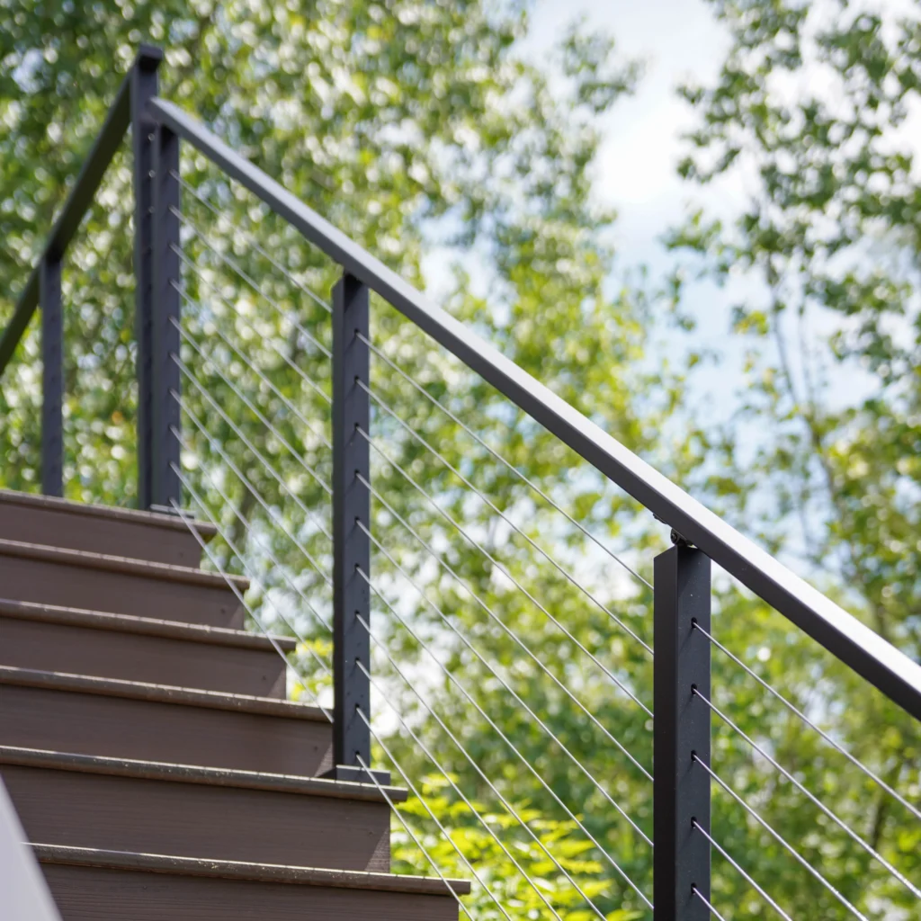 Express railing on exterior stairs