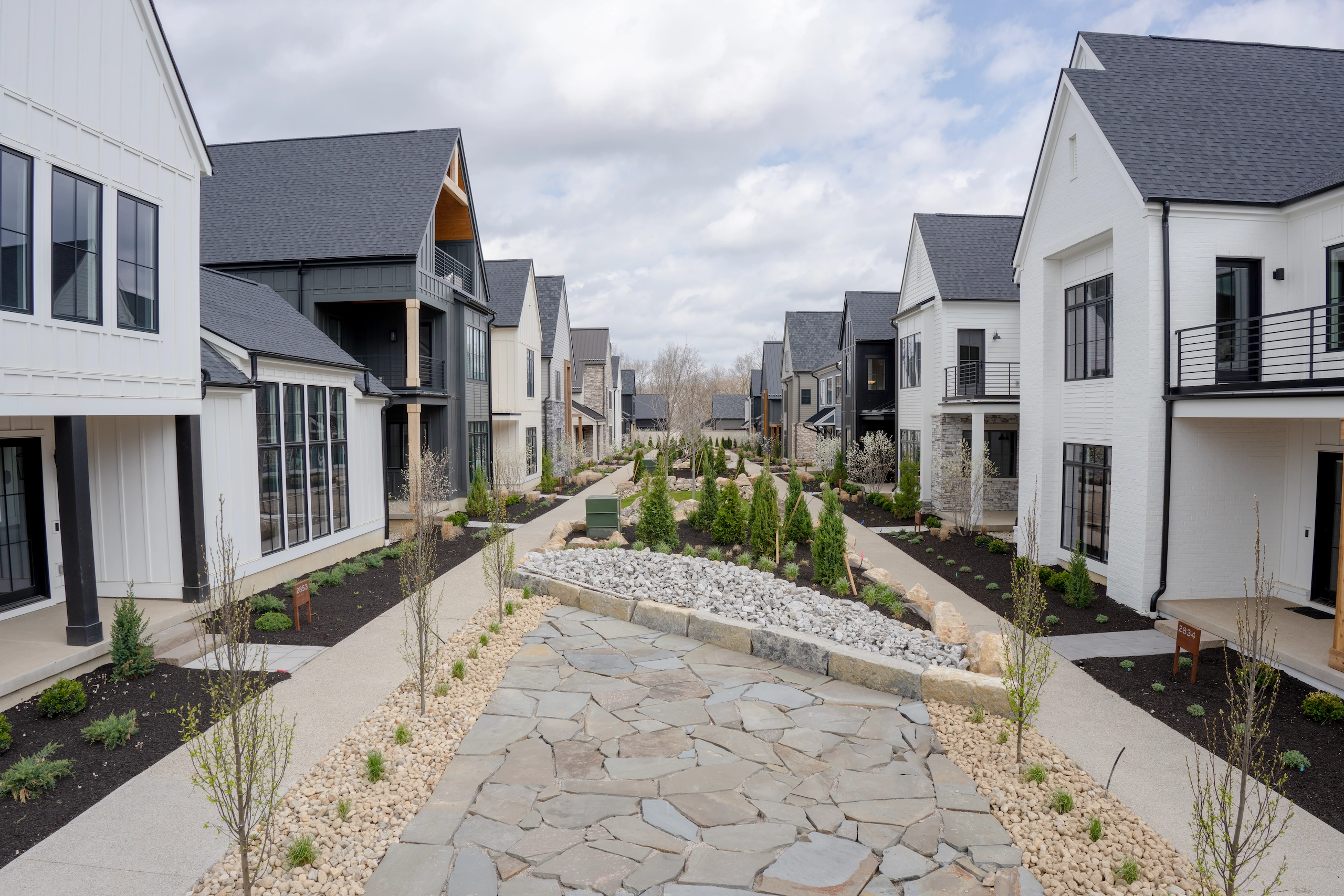 Exterior view of the Thrive development in Ohio with Viewrail stairs and railing.